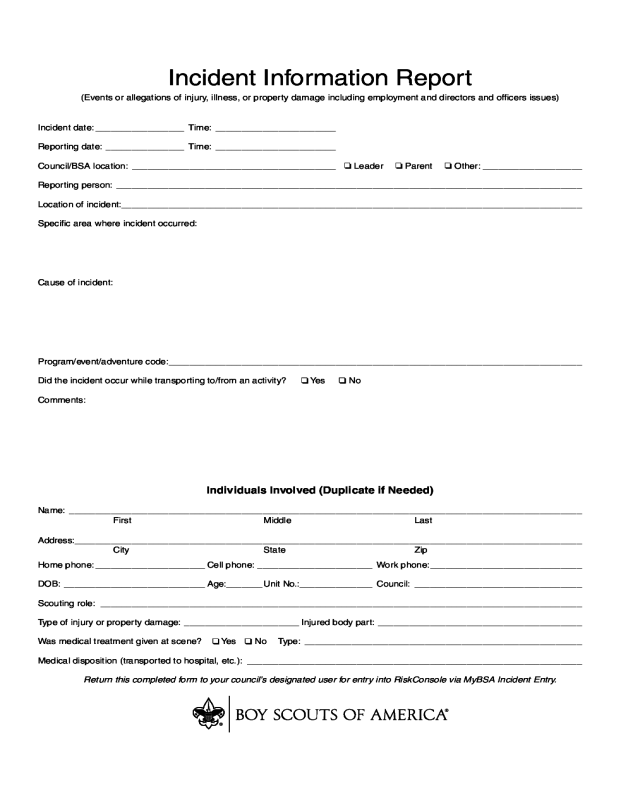 Sample Incident Report Form Edit Fill Sign Online Handypdf