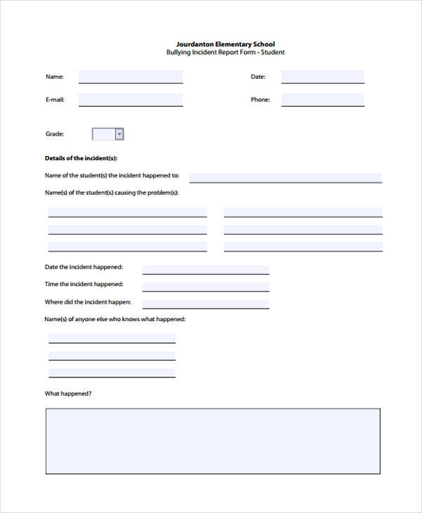 School Incident Report Template 2 TEMPLATES EXAMPLE TEMPLATES 