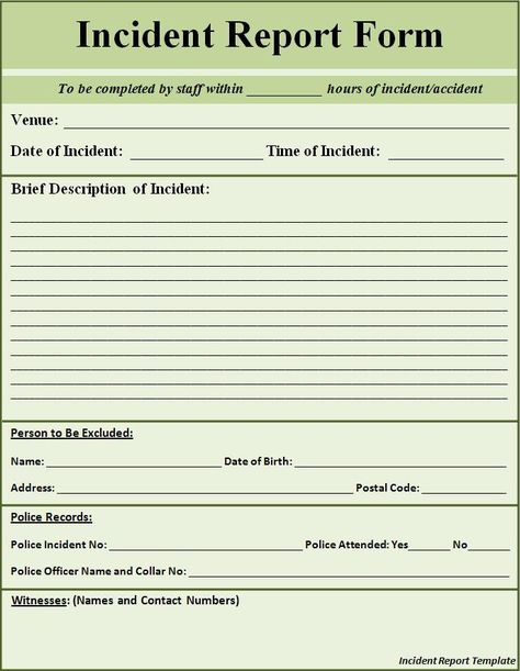 School Incident Report Template 4 TEMPLATES EXAMPLE TEMPLATES 