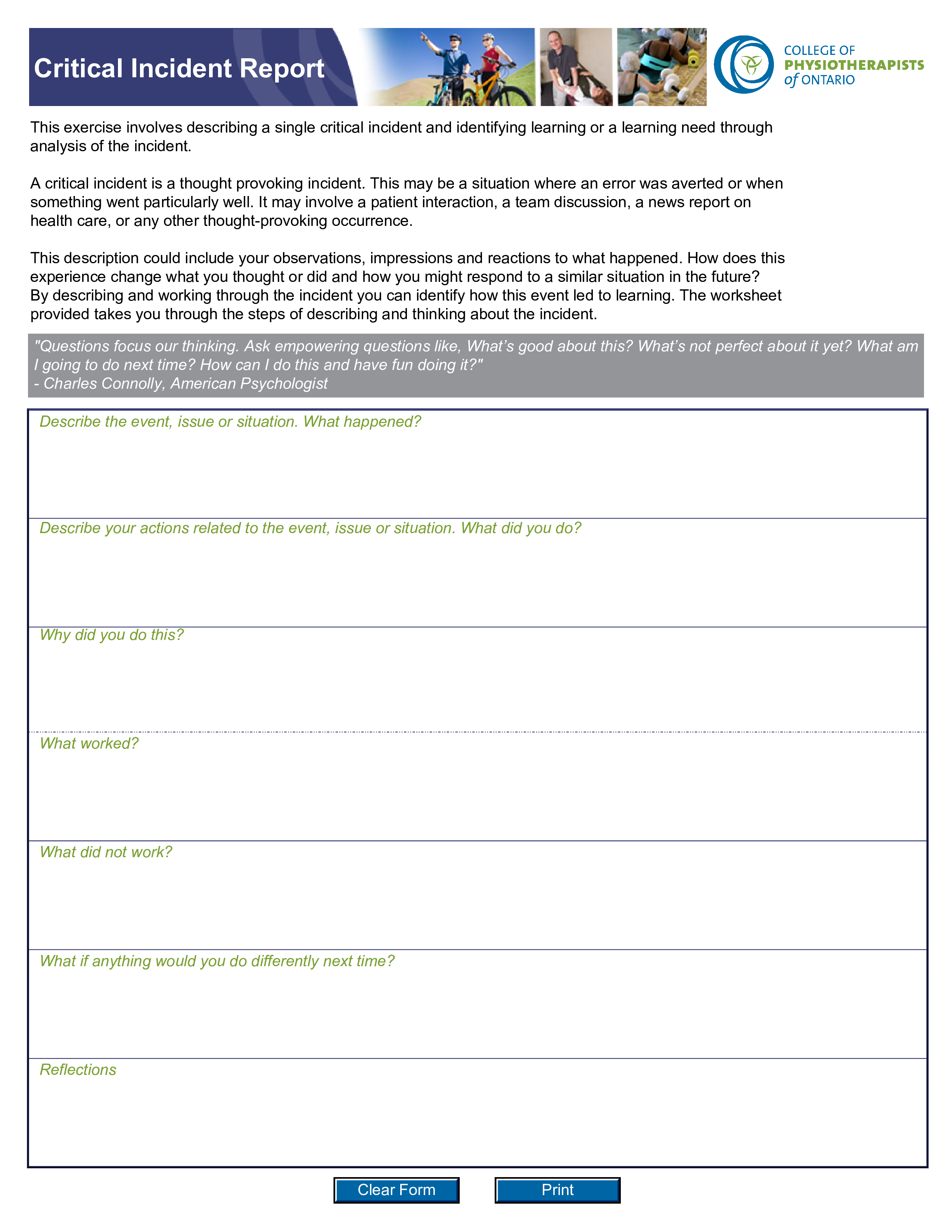 Serious Incident Report Template