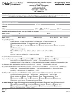 Sharps Injury Form Needlestick Report