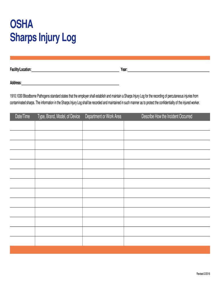 Sharps Injury In Medical Office 2020 2022 Fill And Sign Printable 