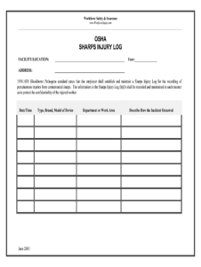 Sharps Injury Log Template Fill Online Printable Fillable Blank