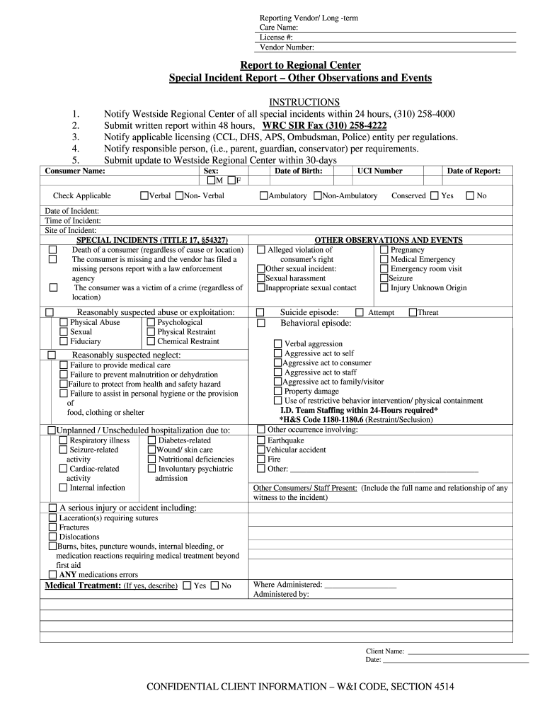 Special Incident Report Arf Fill Out Sign Online DocHub