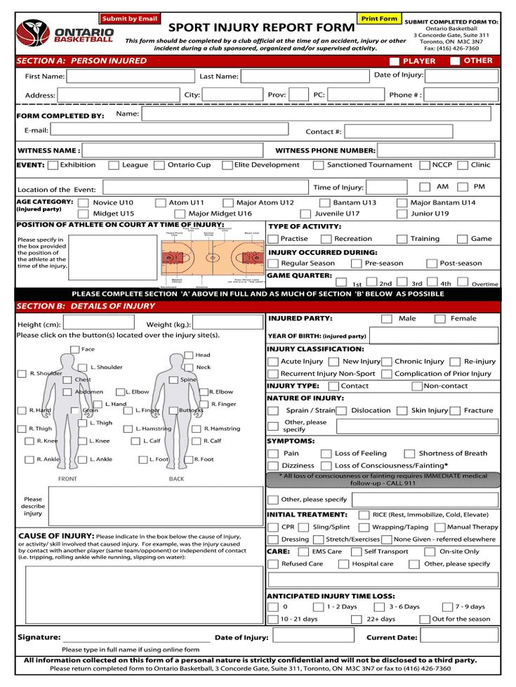 Sports Injury Report Form Fill Out And Sign Printable Pdf Template 