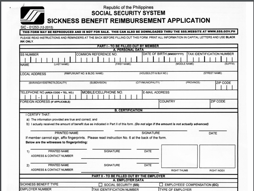 Sss Sickness Form For Self Employed Employment Form