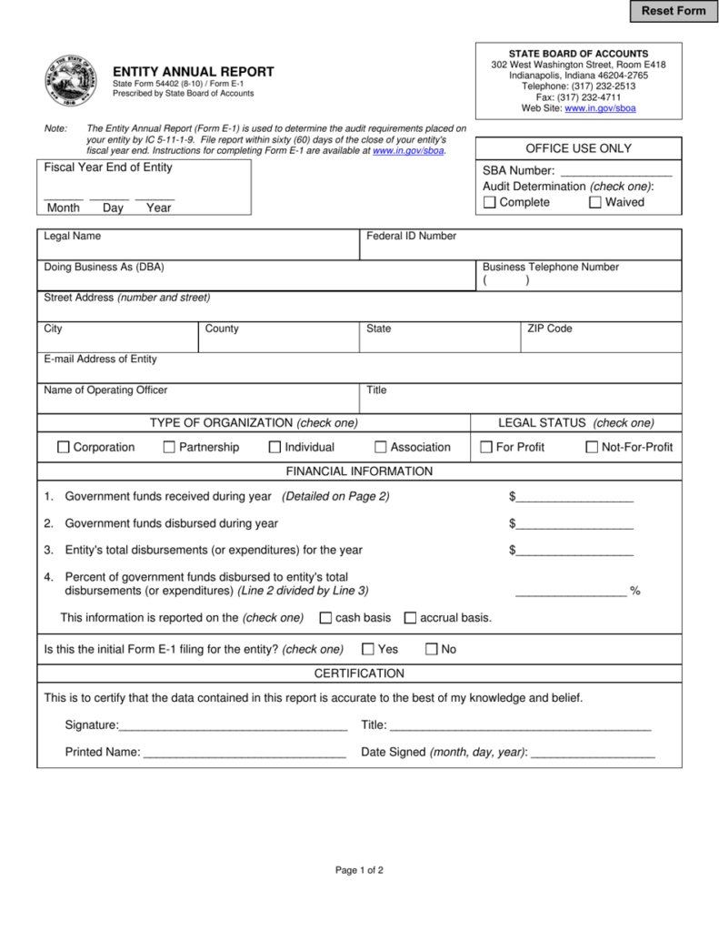State Form 54402 E 1 Fill Out Sign Online And Download Fillable 