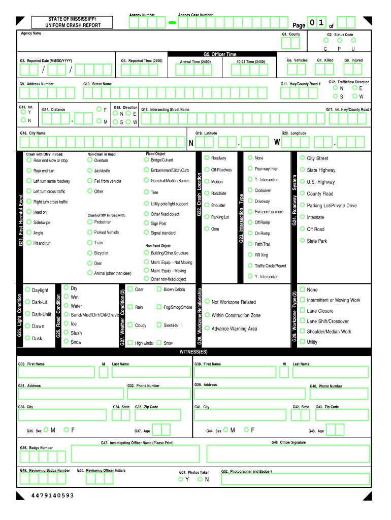 State Of Mississippi Uniform Crash Report Fill Out Sign Online DocHub