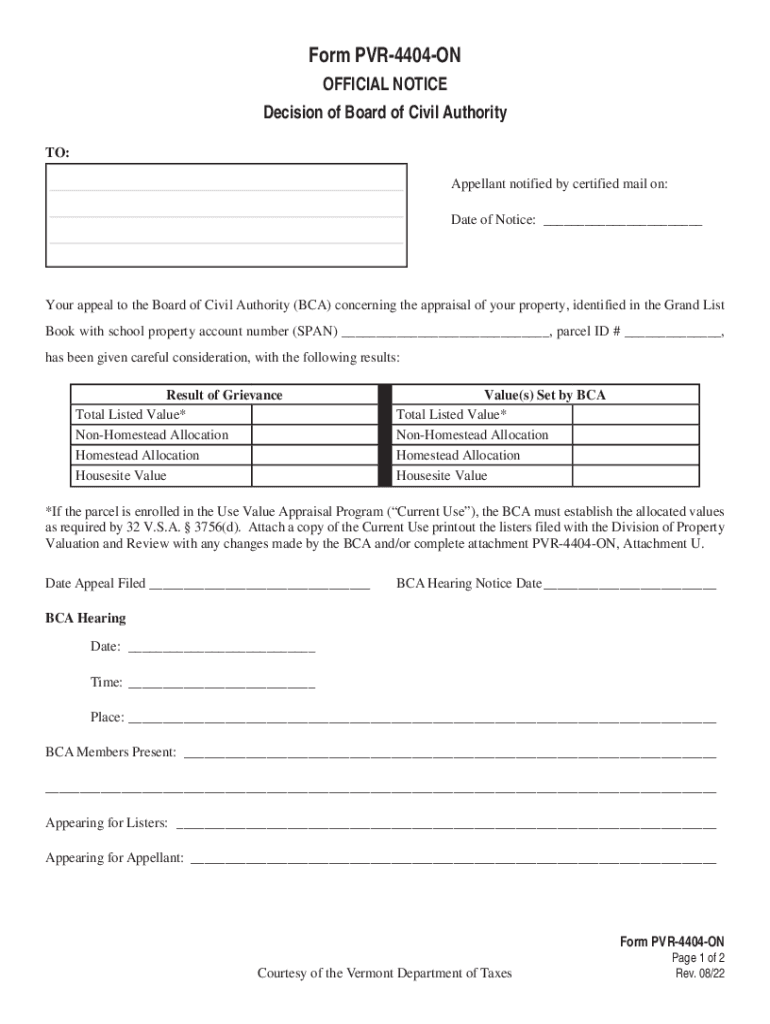 Tax Vermont GovsitestaxForm PVR 4404 On Tax Vermont Gov Fill Out And 