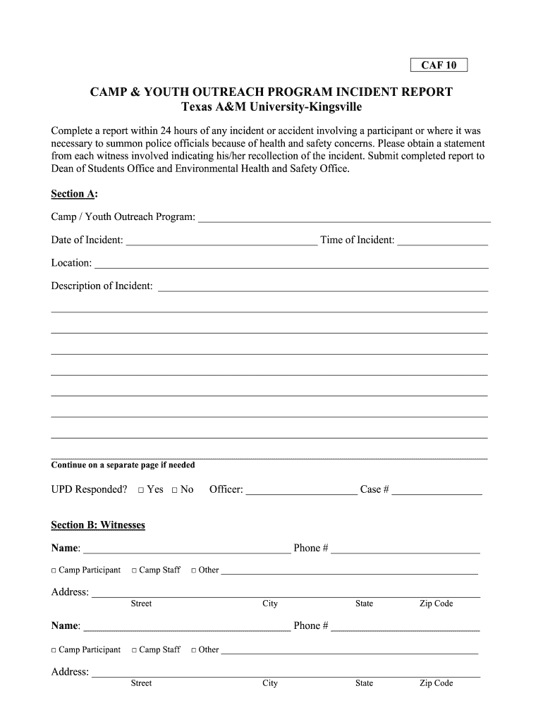 Texas Incident Report Caf Fill Out Sign Online DocHub