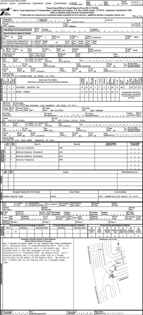 Texas Motor Vehicle Accident Report Form ReportForm