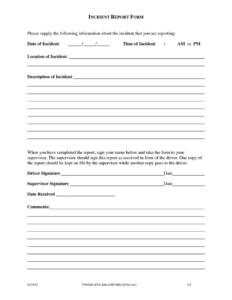 The Outstanding Workplace Incident Report Form Template Pertaining To