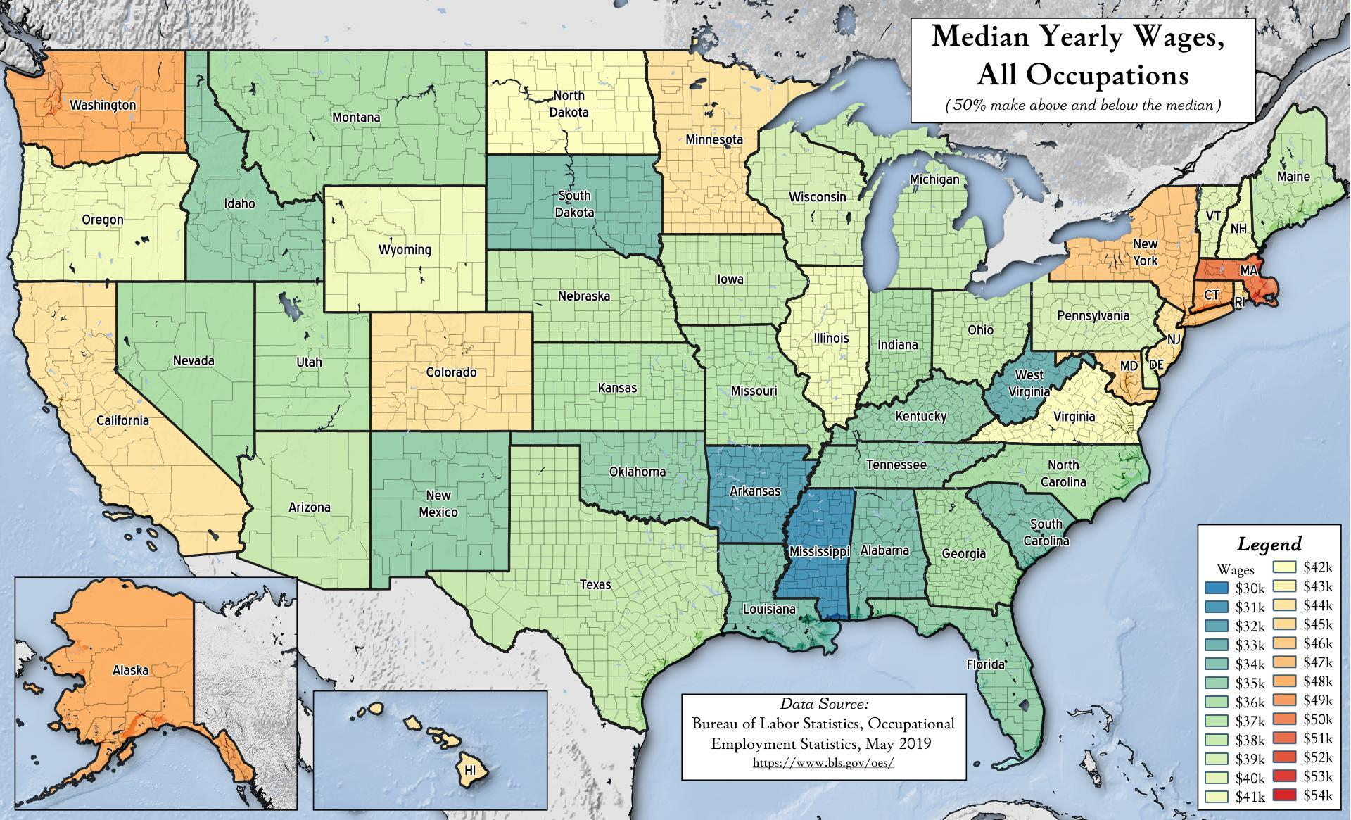 Thematic Map Median Yearly Wages Andy Arthur