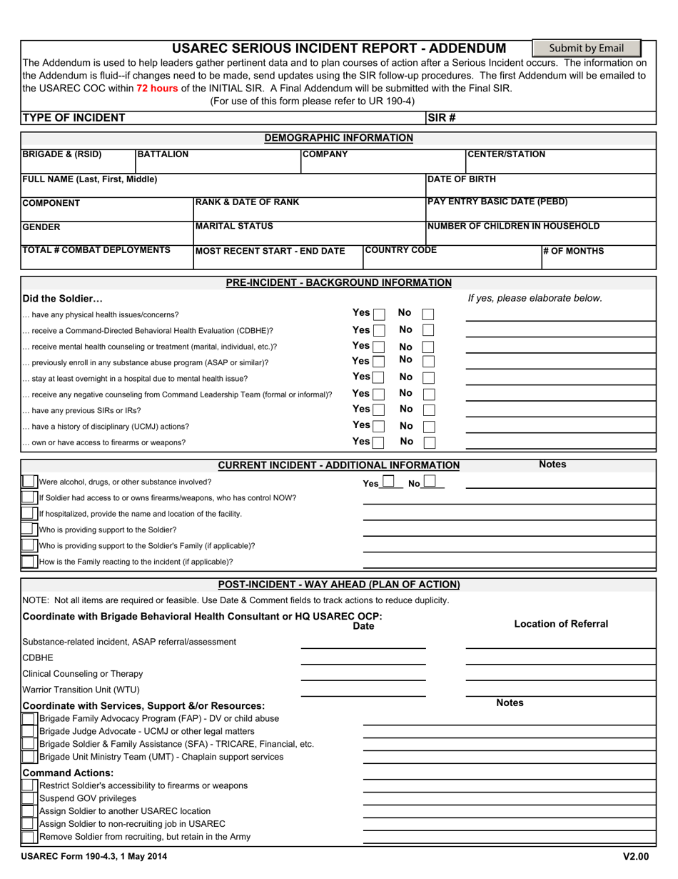 USAREC Form 190 4 3 Download Fillable PDF Or Fill Online USAREC Serious 