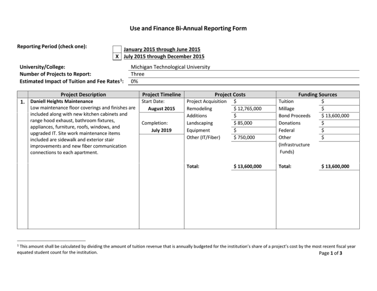 Use And Finance Bi Annual Reporting Form