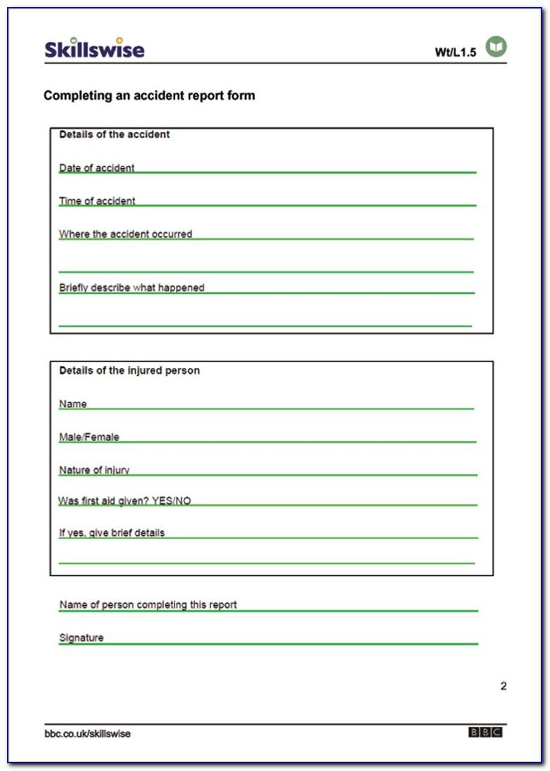 Vehicle Accident Report Form Doc