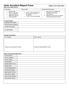 Vehicle Accident Report Form Template