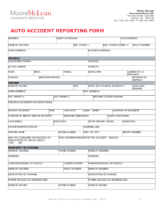 Vehicle Accident Report Form Template