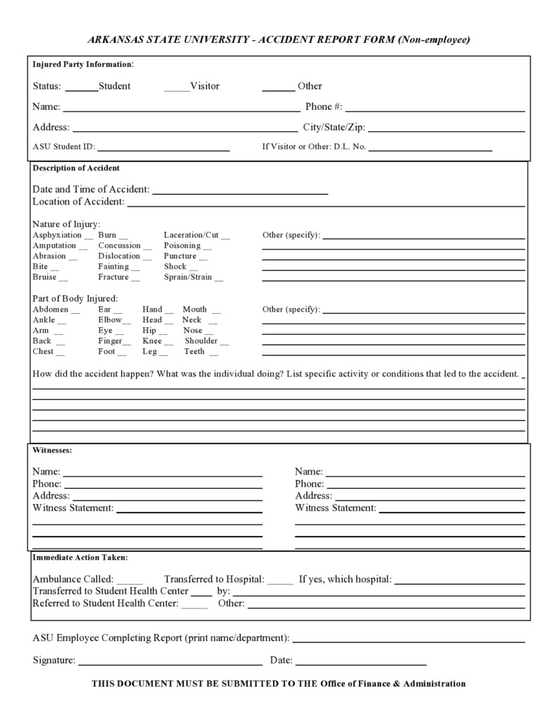 Vehicle Accident Report Form Template