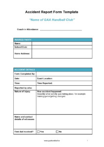 Vehicle Accident Report Form Template Free