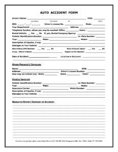 Vehicle Accident Report Template CUMED ORG