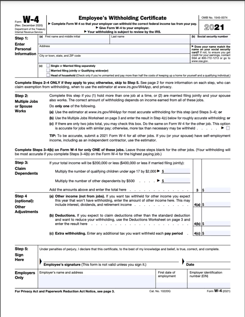 W4 Printable Forms 2022 Printable Explained 2022 W 4 Form