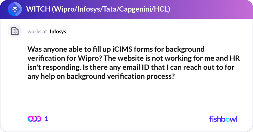 Was Anyone Able To Fill Up ICIMS Forms For Backgro Fishbowl