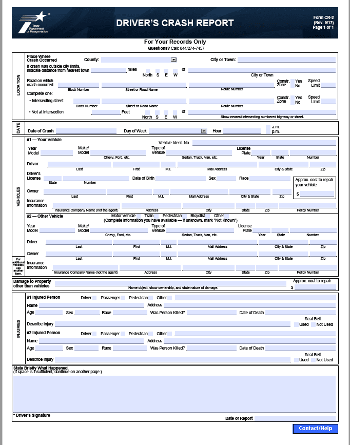 What Is A Drivers Crash Report Chandler Ross DFW Injury Attorneys