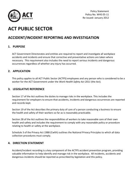 WHS 05 11 Accident Incident Reporting And Investigation PDF 