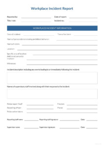 Workplace Incident Report Template In Microsoft Word PDF Template