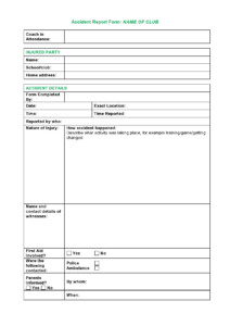 Workplace Printable Accident Report Form Printable Forms Free Online