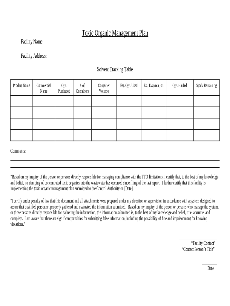 Www adeq state ar usdownloadsWebDatabasesToxic Organic Management Plan